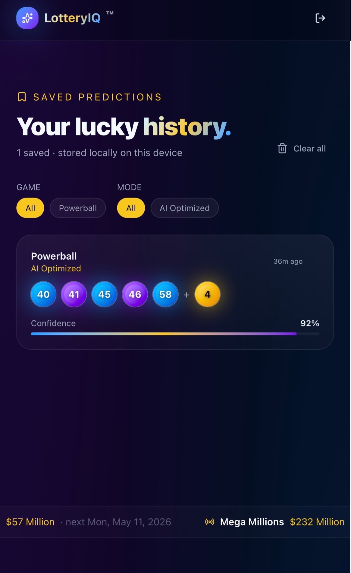 Save your lucky history